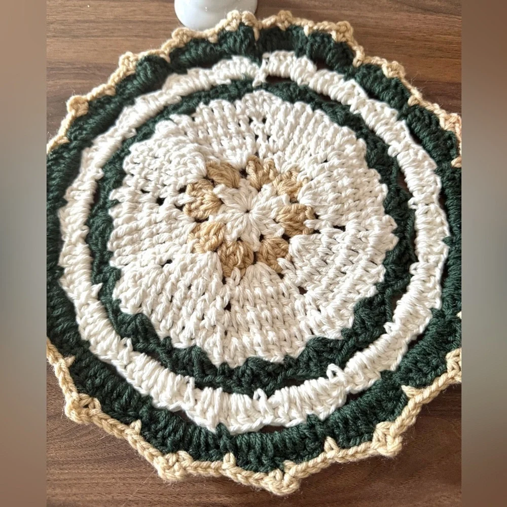 Handmade Crochet Coaster | 11x11 Inch Decorative Crochet Doily | Farmhouse